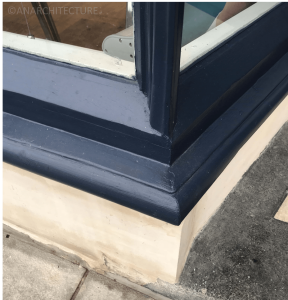 New corner post detailing and sill